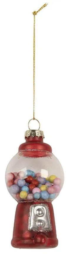 Vianočná sklenená závesná ozdoba stojan s cukríkmi - Ø 5*9 cm