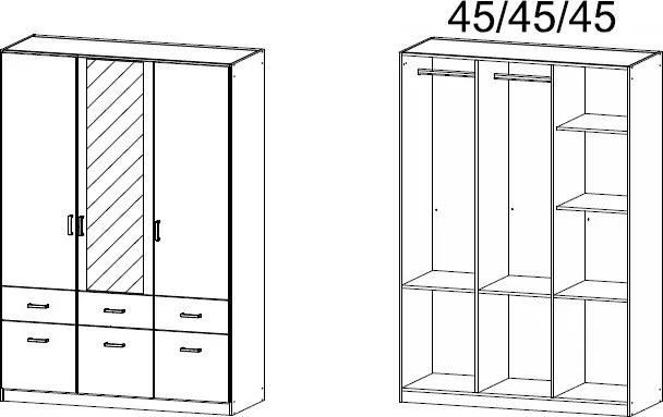 Šatníková skriňa Bremen, 136 cm, dub san remo