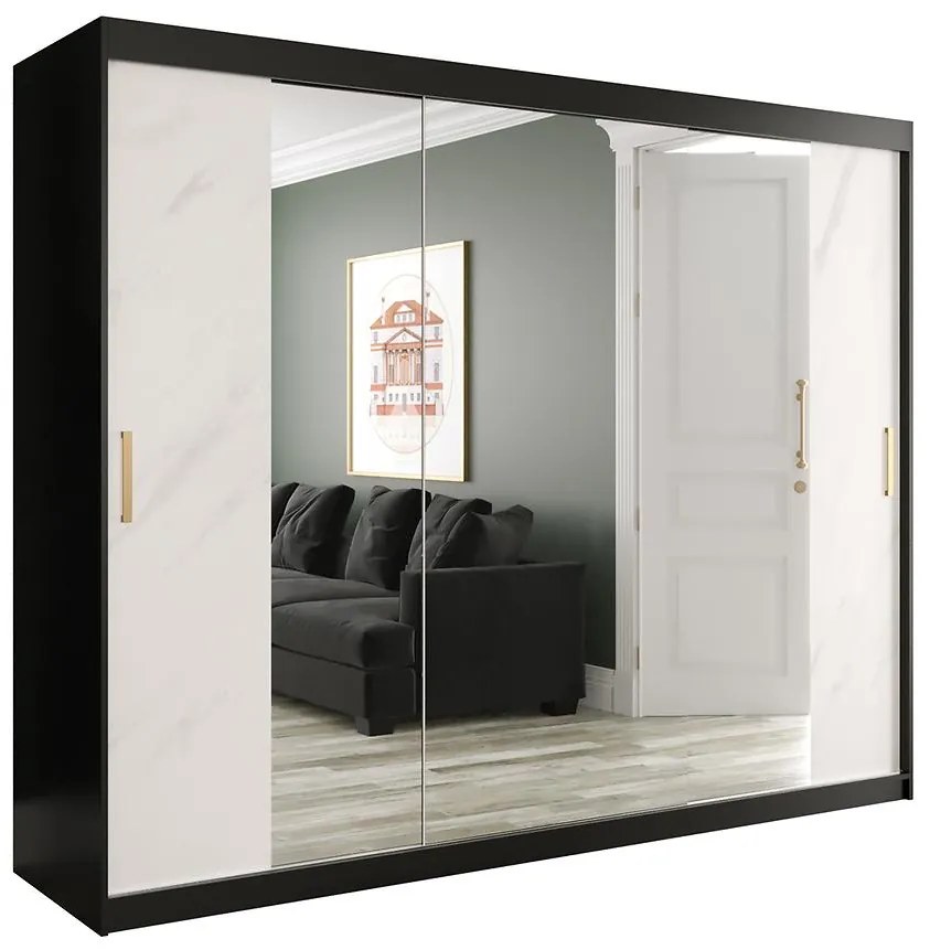 Skriňa Marmur T2 250 čierna/mramor biely