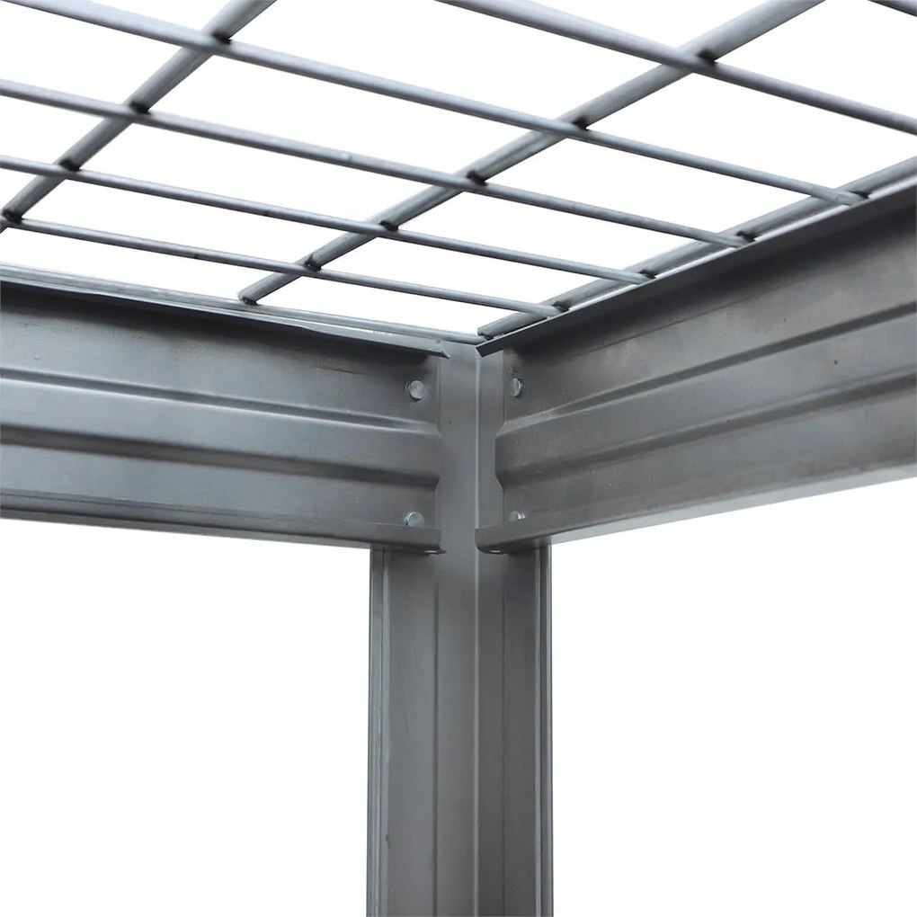Kovový regál BULLRACK RIVET, 200x180x60 cm, 4x sieťová drôtená polica, 600 kg na policu, zinok