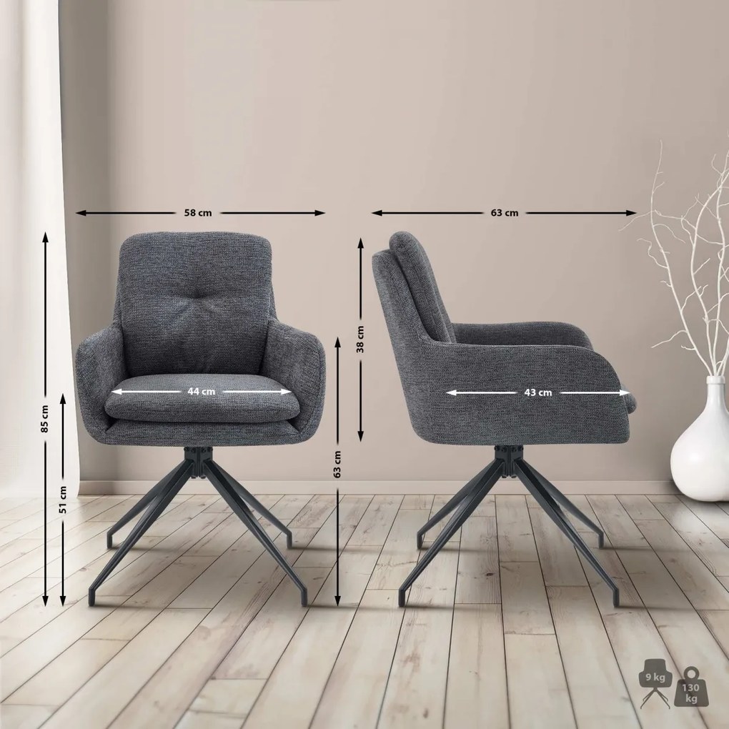 Jedálenská stolička Pickett - látka - tmavošedá