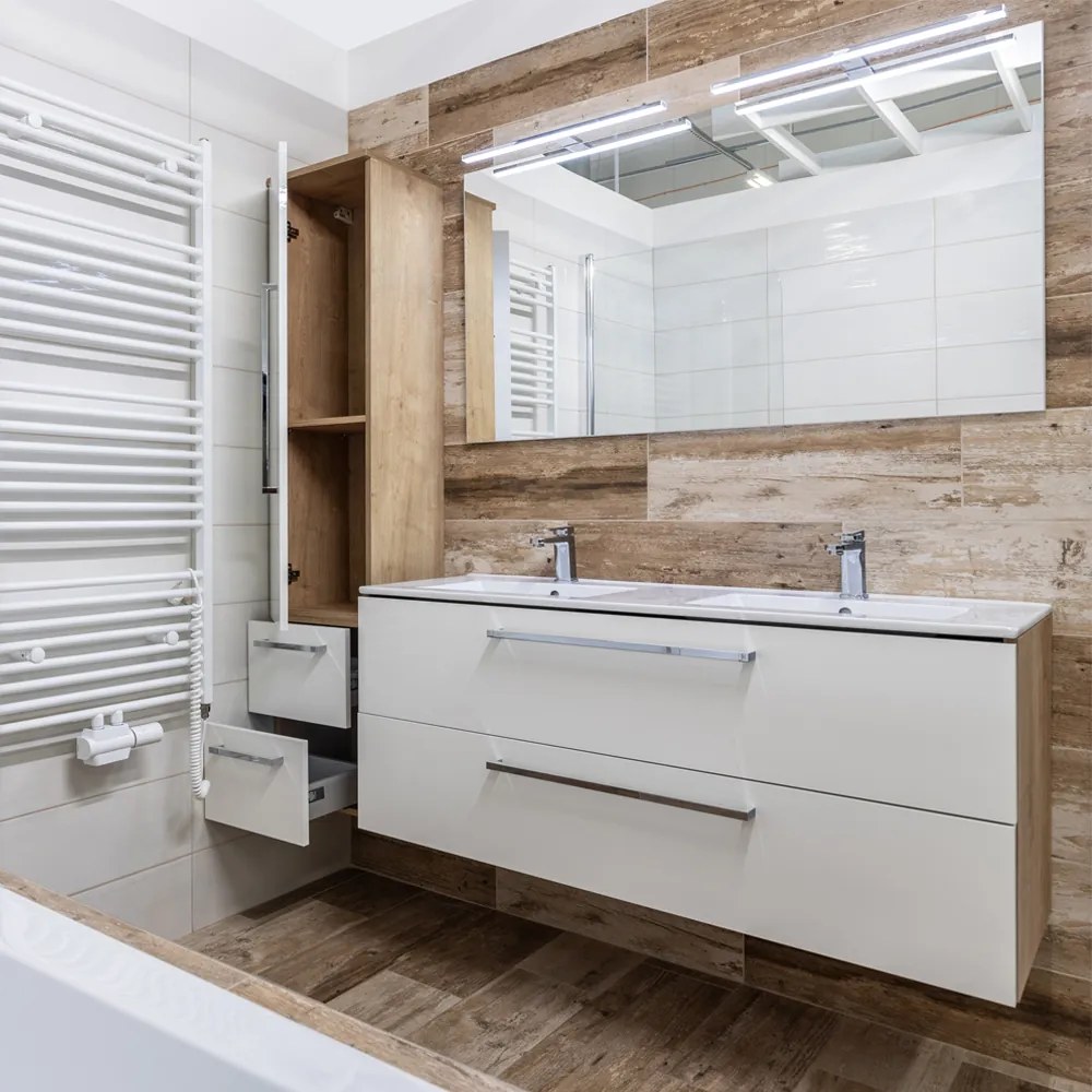 Mereo, Mereo Bino, kúpeľňová skrinka vysoká 163 cm, ľavá, Multidecor, Betón tmavosivý, MER-CN697BET2