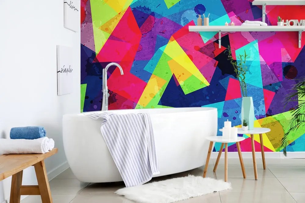 Samolepiaca tapeta geometrické tvary s nádychom grunge