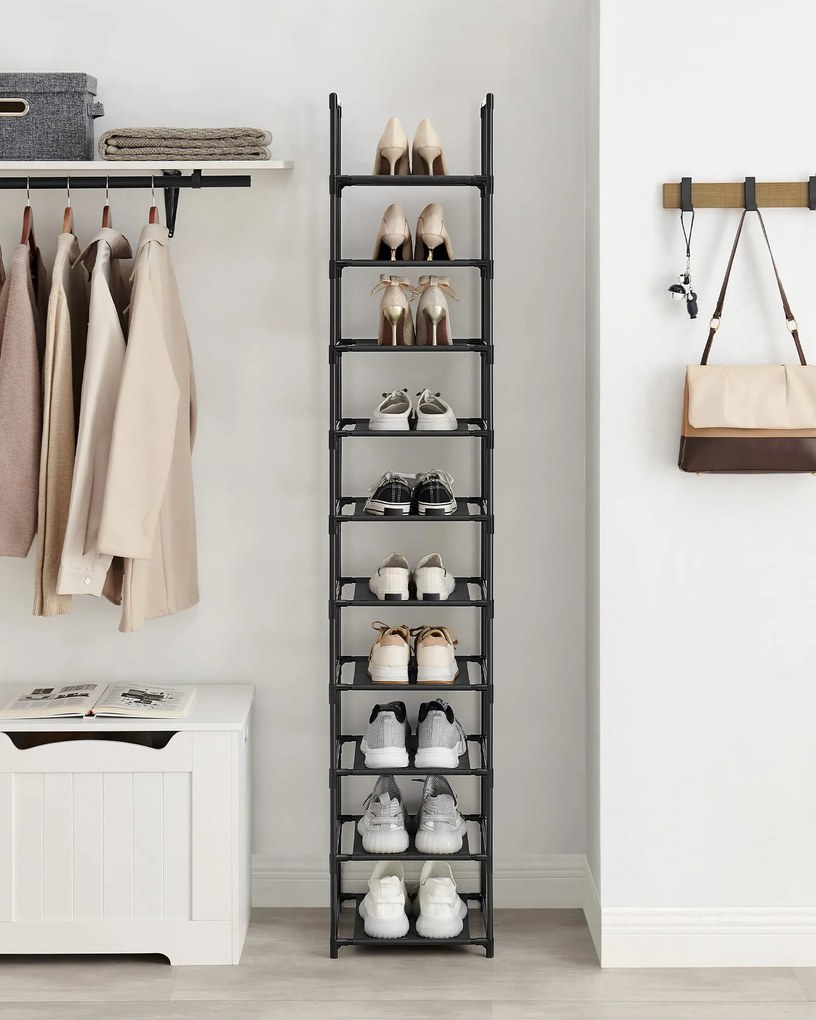 Botník s kovovým rámom ORDEN 173x33 cm, čierny