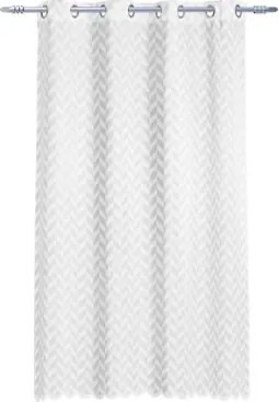 Záves 140x180 cm, biely s geometrickým vzorom%
