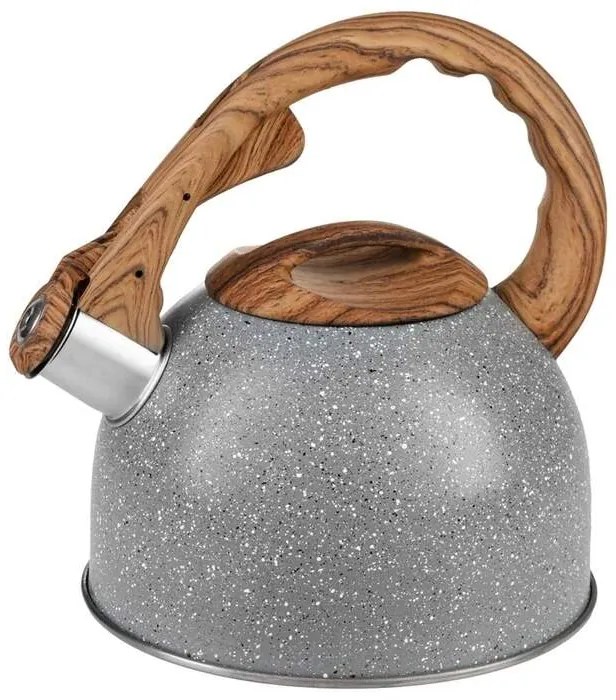 Pískací čajník sivý - hnedý dekor 2,5 l