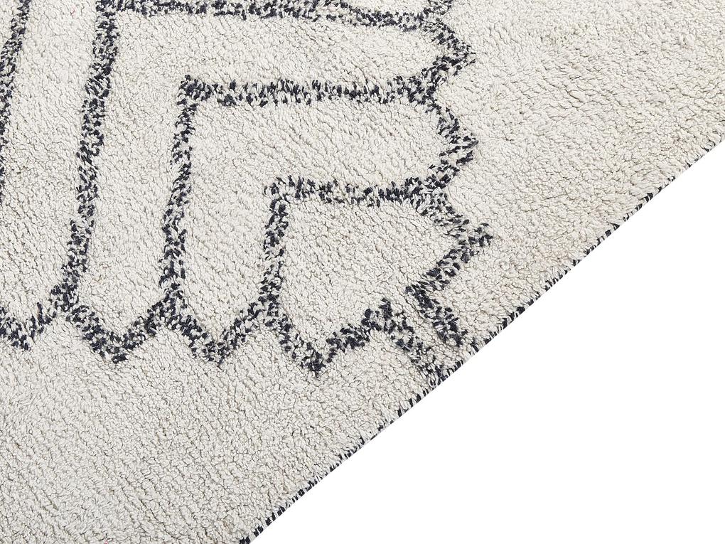 Bavlnený koberec 140 x 200 cm biela/čierna ERAY Beliani