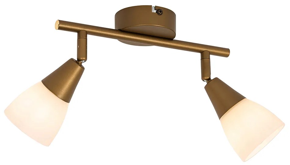 Klasické stropné bodové svietidlo zlaté s matným sklom 2-svetlo - Madi