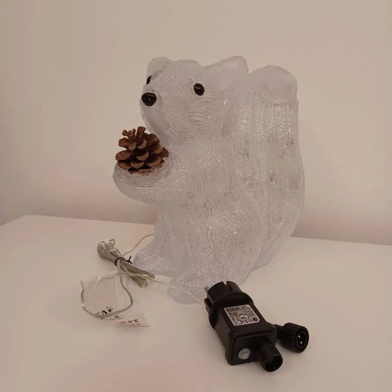 DECOLED Svetelná veverička LED, akryl, 30 cm, teplá biela