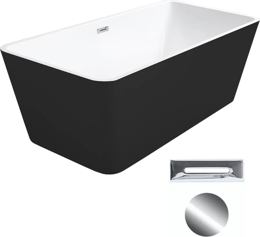 Besco Akrylátová voľne stojaca vaňa Evita BW Matt 160x80 BESCO-Typ výpuste: Click-Clack s prepadom, chróm, BESCO-Rozmery: 160x80, BESCO-Farba: Biela/…
