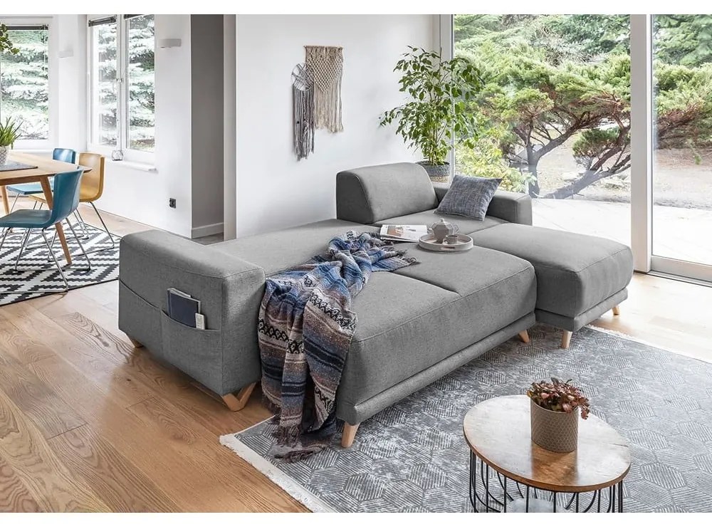 Sivá rozkladacia/s úložným priestorom rohová pohovka Classy Sophie – Miuform