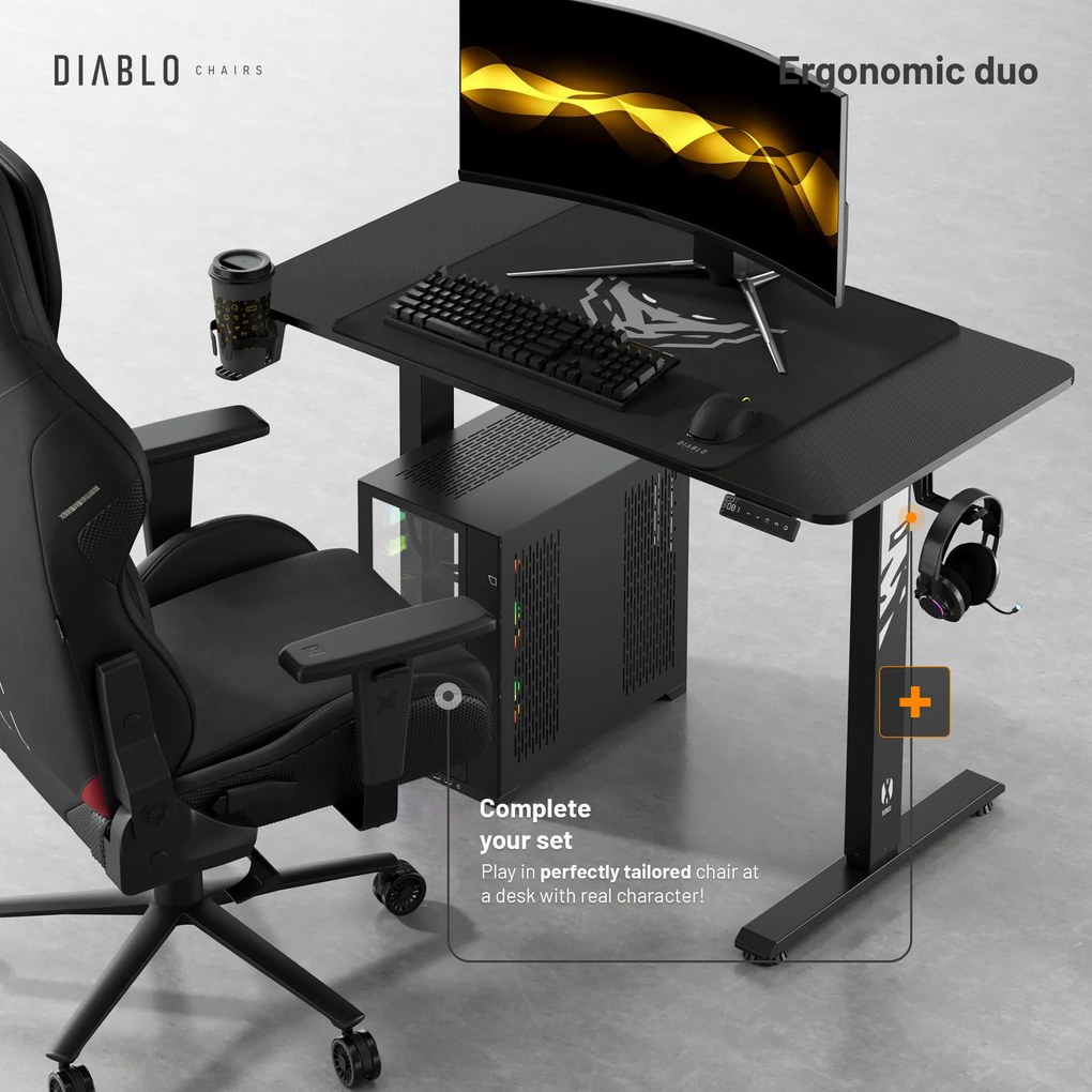 Výškovo nastaviteľný stôl Diablo X-Tensio 1100 čierny