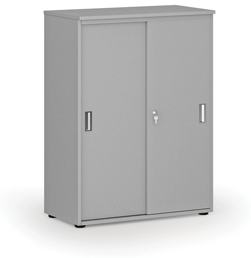 Kancelárska skriňa so zasúvacími dverami PRIMO GRAY, 1087 x 800 x 420 mm, sivá