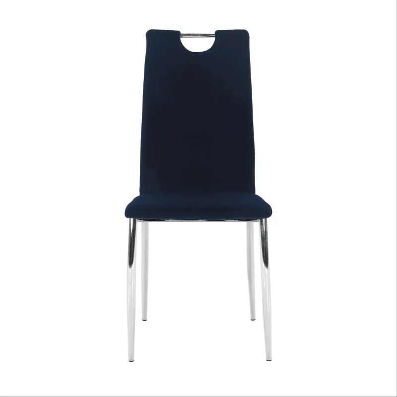 Kondela Jedálenská stolička, modrá Velvet látka/chróm, OLIVA NEW