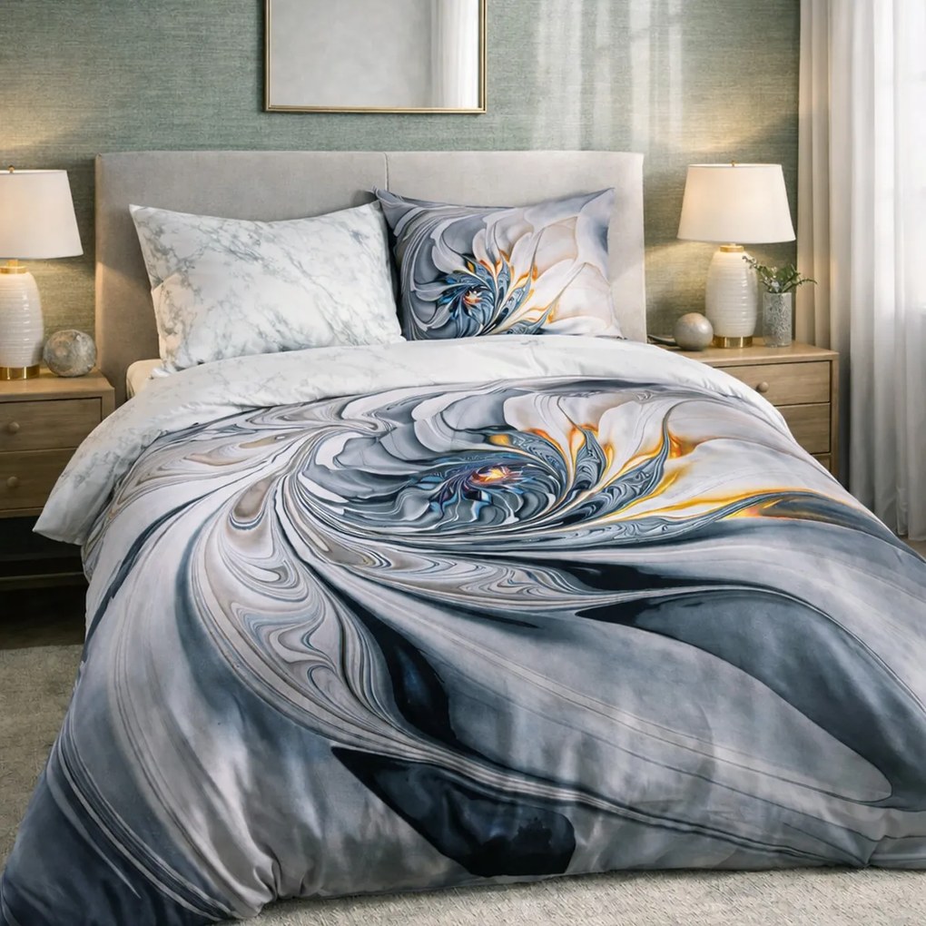 SATÉNOVÉ OBLIEČKY PANEL 200X220 CM, 2KS 70X80 CM VZOROVANÉ