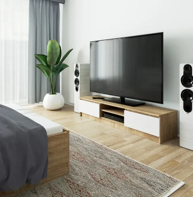 Stolík pod TV RTV K 160 CLP sonoma / biely
