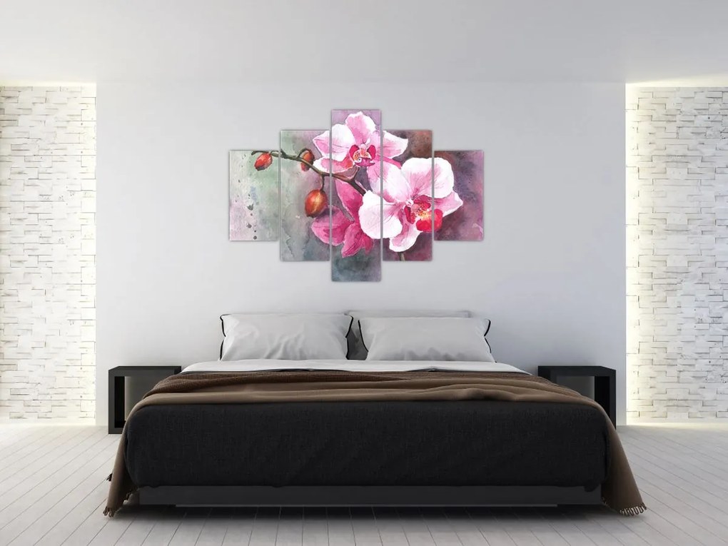 Obraz - Orchidey, aquarel (150x105 cm)