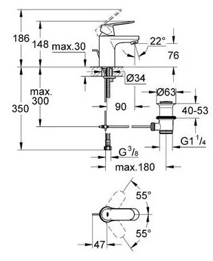 GROHE Eurosmart Cosmopolitan páková umývadlová batéria, chróm 3282500E