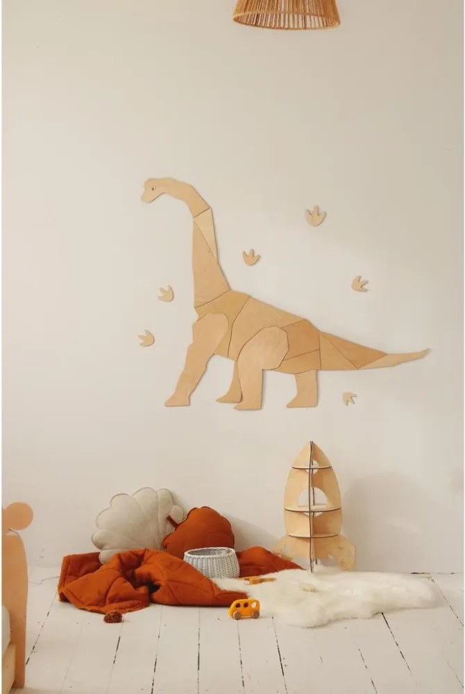 Drevená nástenná dekorácia Origami Diplodocus – dinosaurus do detskej izby M
