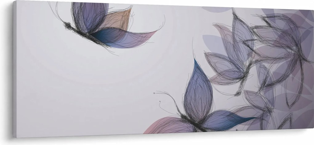 Obraz - Kreslené motýle (120x50 cm)
