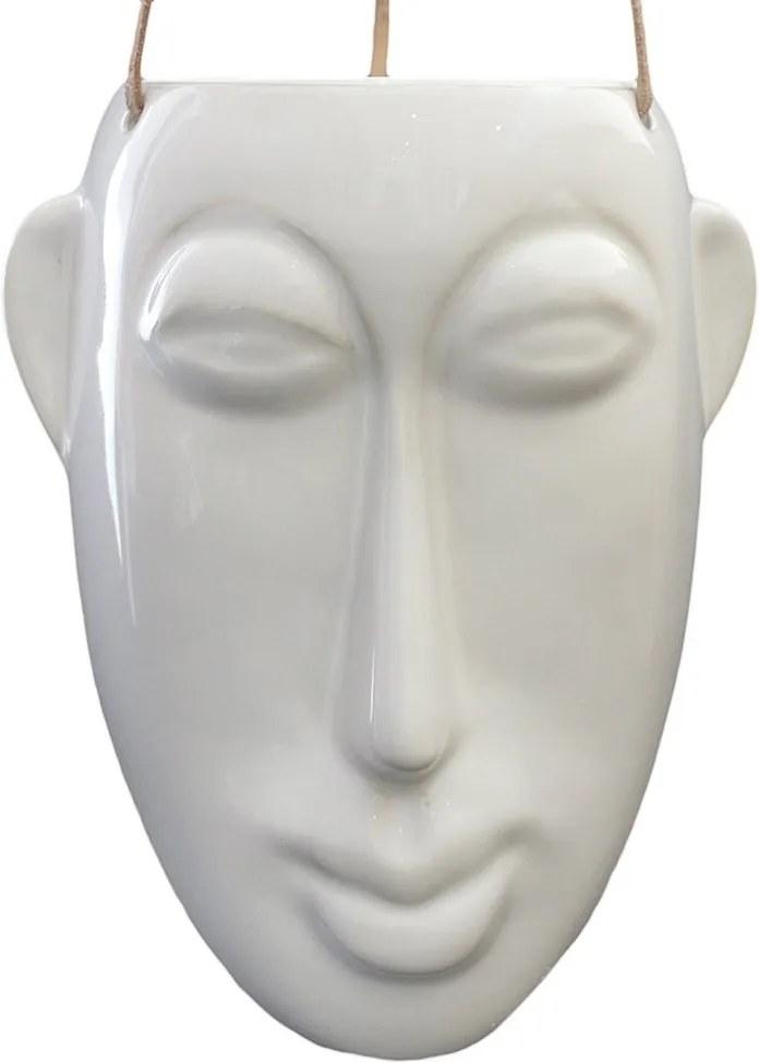 Sada 3 ks Biely závesný kvetináč Mask Long 12,5 × 17,3 × 22,3 cm, 66 cm