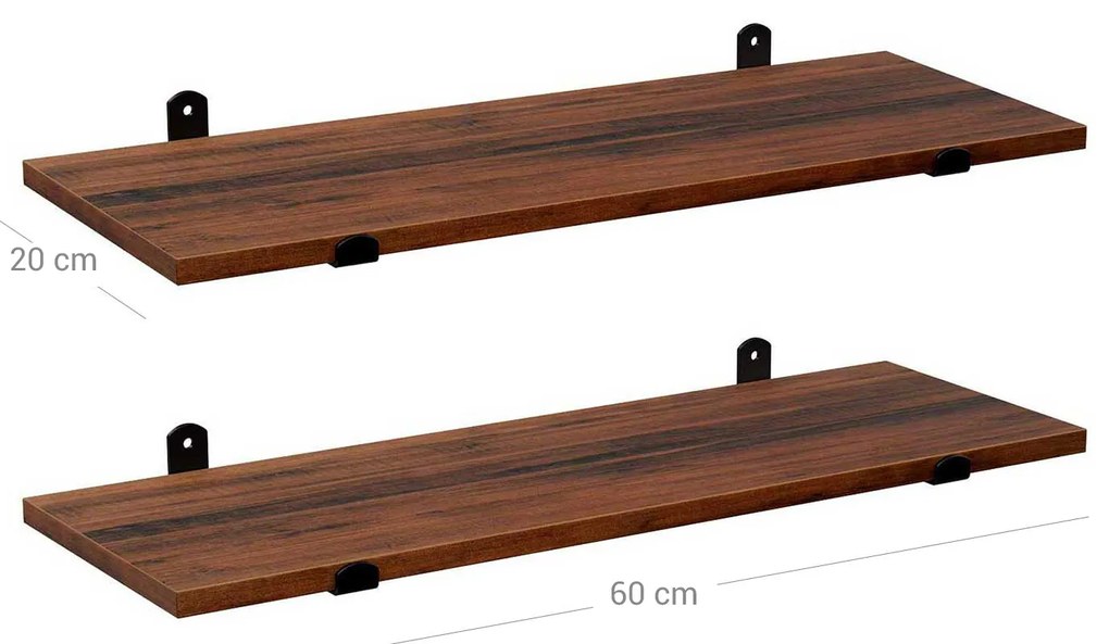 Súprava políc Murali 2 ks 60x20 cm hnedá
