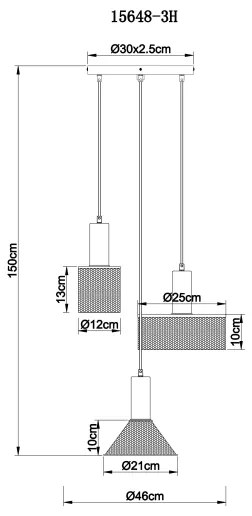 Globo 15648-3H - Luster na lanku JEDD 3xE27/60W/230V čierna