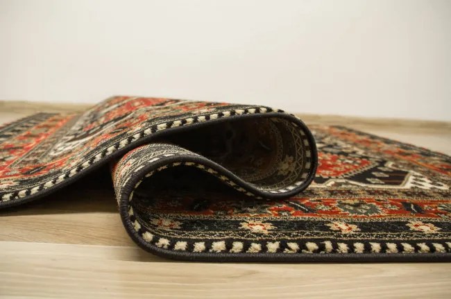 Koberec Afgan 4358A čierny / červený / krémový