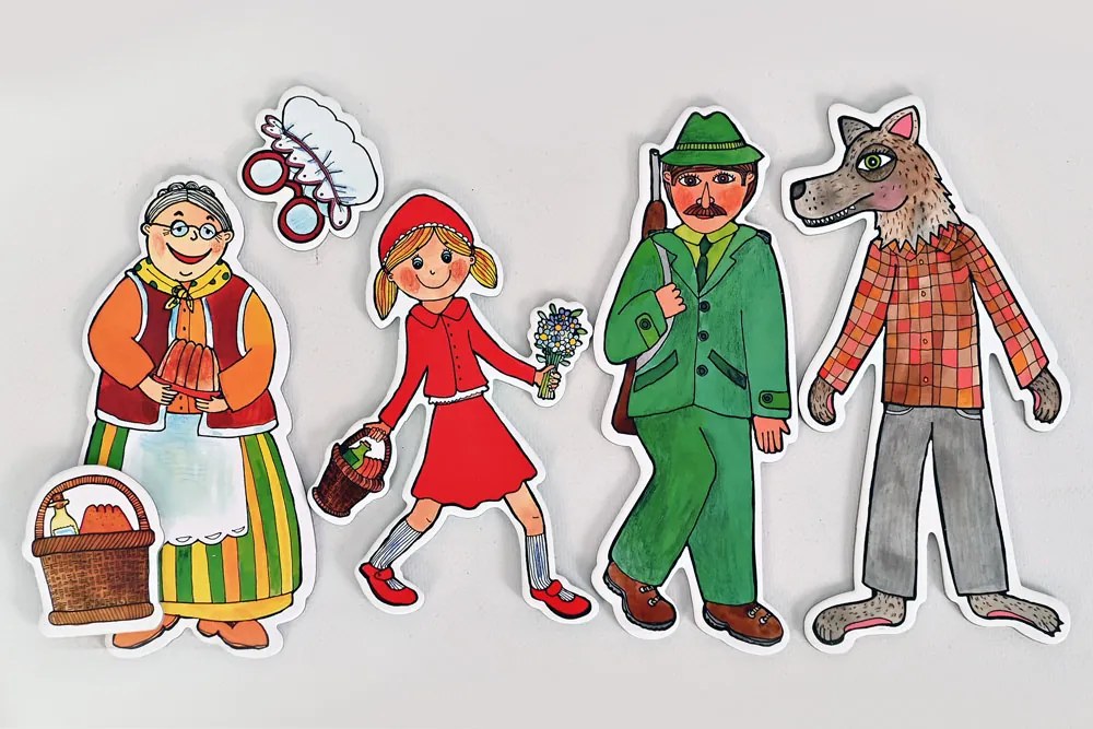 MARIONETINO Bábkové divadlo – Červená Čiapočka a Janko a Marienka (kompletný set, 9 bábok)