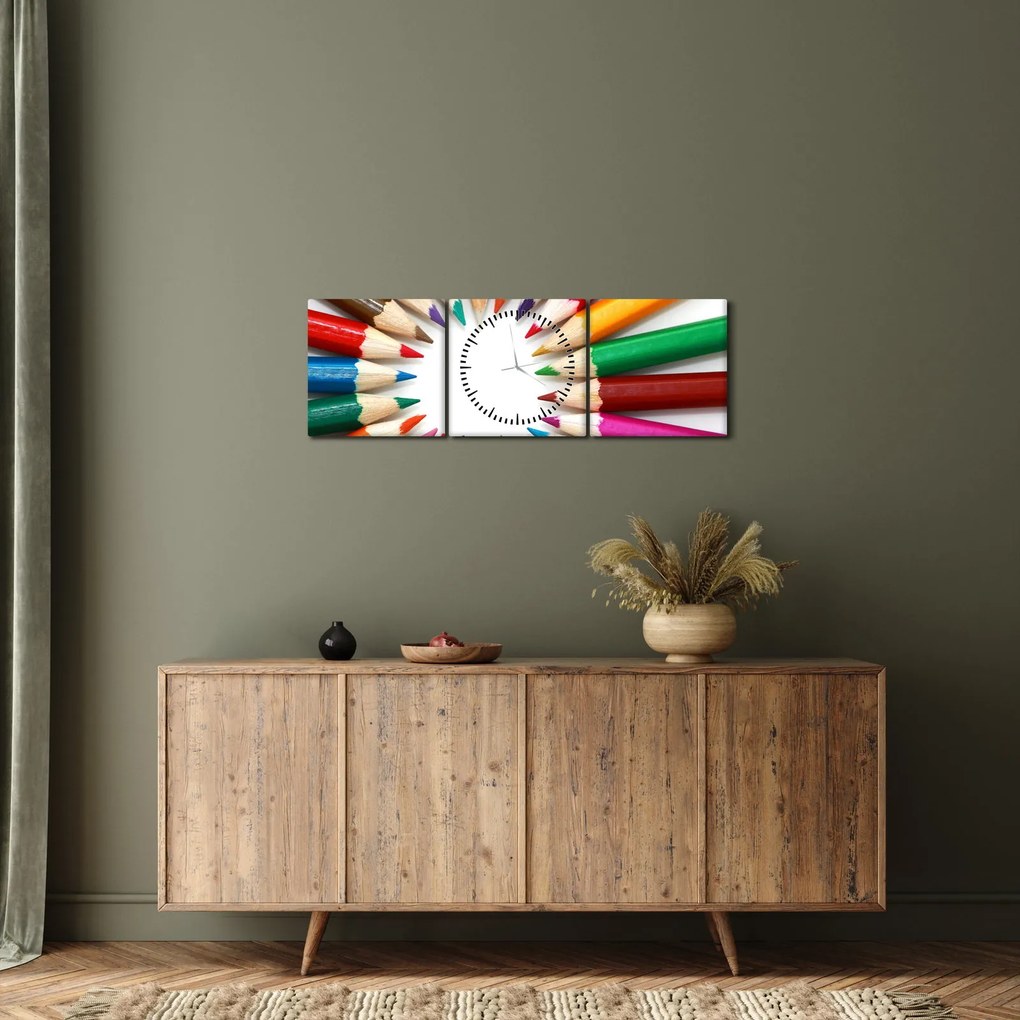 Obraz ceruziek (s hodinami) (90x30 cm)