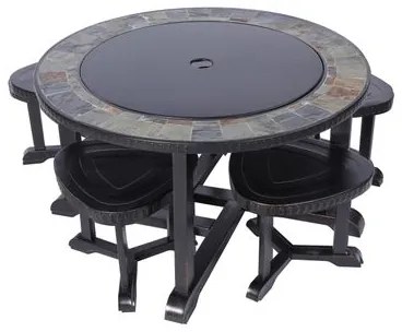 Ohnisko Strend Pro Grill, kovové, 4 stoličky, 105x75 cm