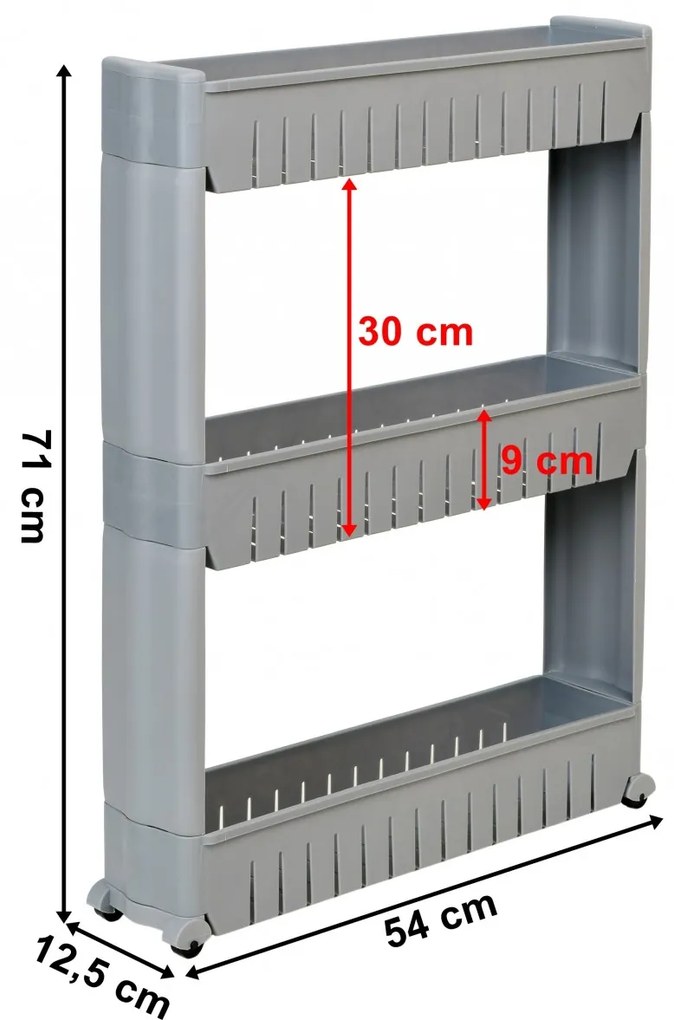Pojazdný regál na kolieskach Royala sivý