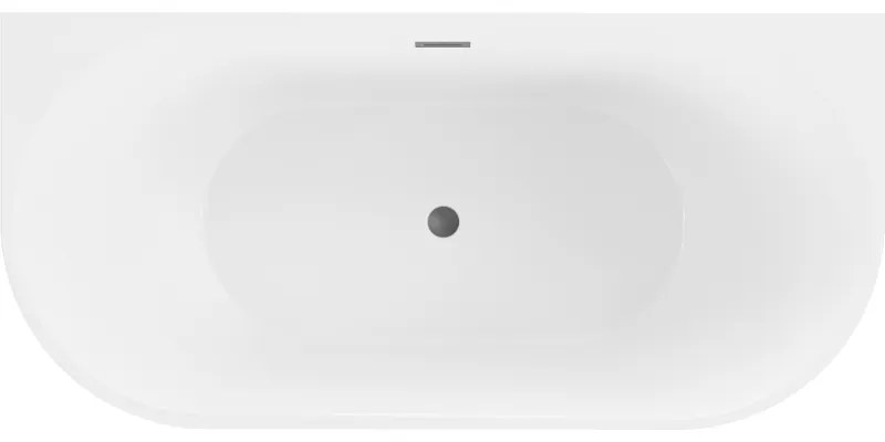 Mexen Oval, voľne stojaca nástenná vaňa 180 x 80 cm, biela, brúsený grafit prepad, 52671808000-95