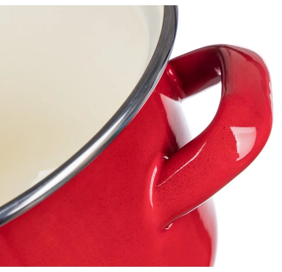 Banquet Smaltovaný hrniec s pokrievkou Milton red, 12 cm, 0,78 l, 12 cm