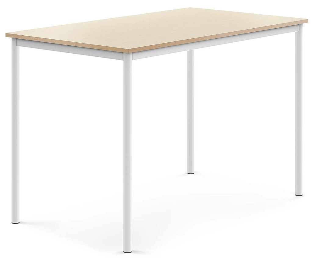 Stôl SONITUS, 1400x800x900 mm, HPL - breza, biela