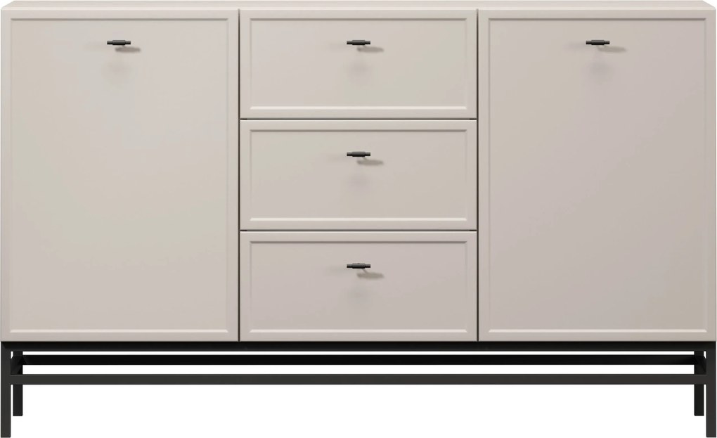 Komoda Lorini 150 cm na stojane - kašmírová / čierne úchytky T