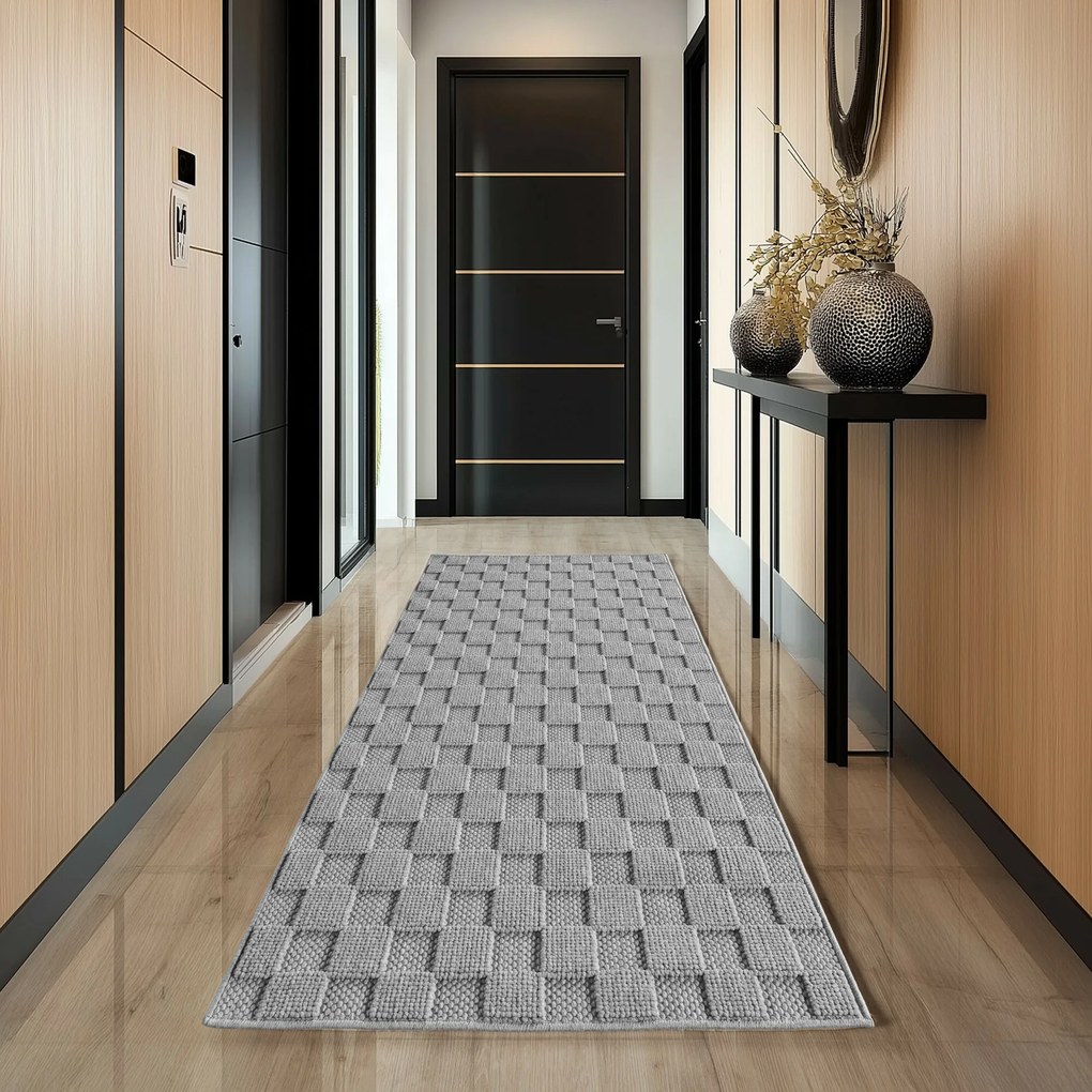 Ayyildiz, Koberec behúň Helix 2203 silver, 80x250, šedá, chodba / predsieň