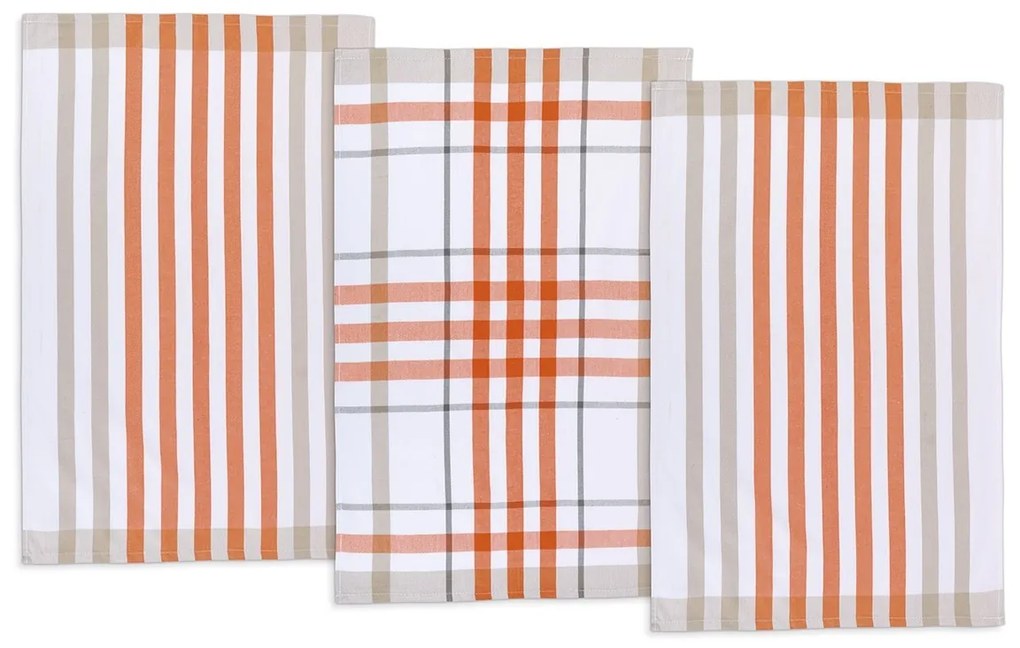 Bellatex Kuchynská utierka káro oranžová, 50 x 70 cm, sada 3 ks
