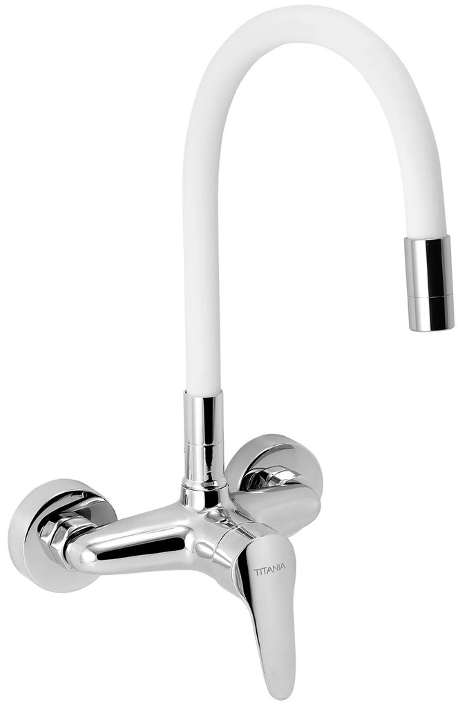 Ferro Zumba, drezová batéria s elastickým ramenom 150mm, biela-chrómová, 94480,0B