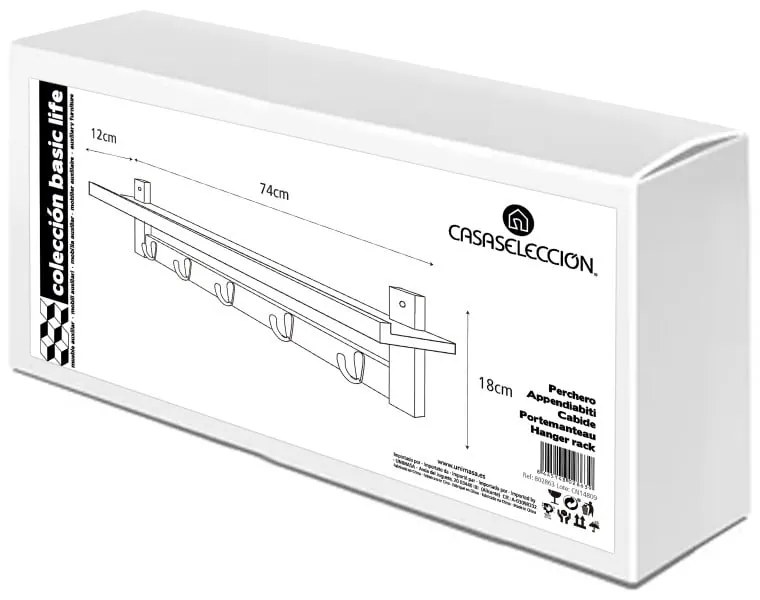 Bambusový nástenný vešiak s poličkou - Casa Selección