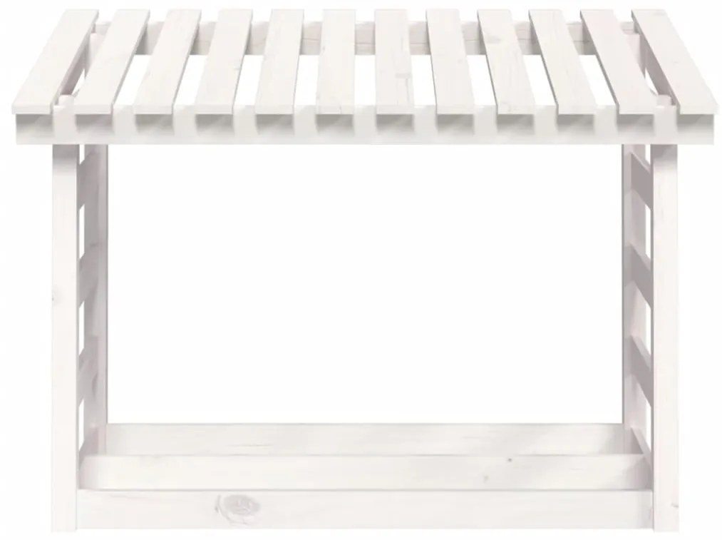 Stojan na palivové drevo biely 108x64,5x78 cm masívna borovica