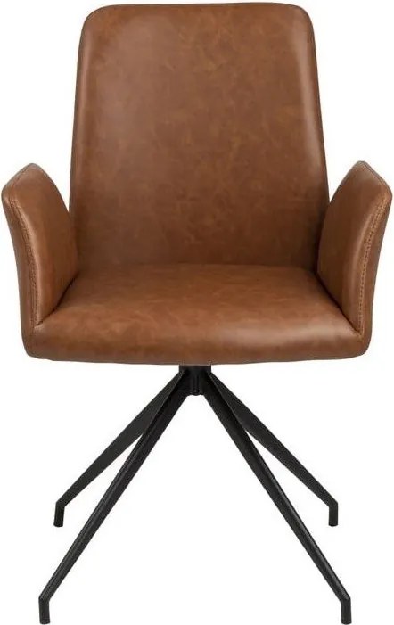 Koňakovohnedé čalúnené jedálenské kreslo s podrúčkami Naya – Actona