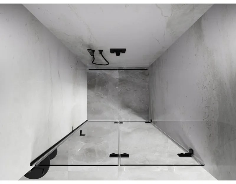 Mexen, Mexen Lunar-F pravé skladacie sprchové dvere 80 cm, priehľadné, čierne - 836-080-000-70-00-P