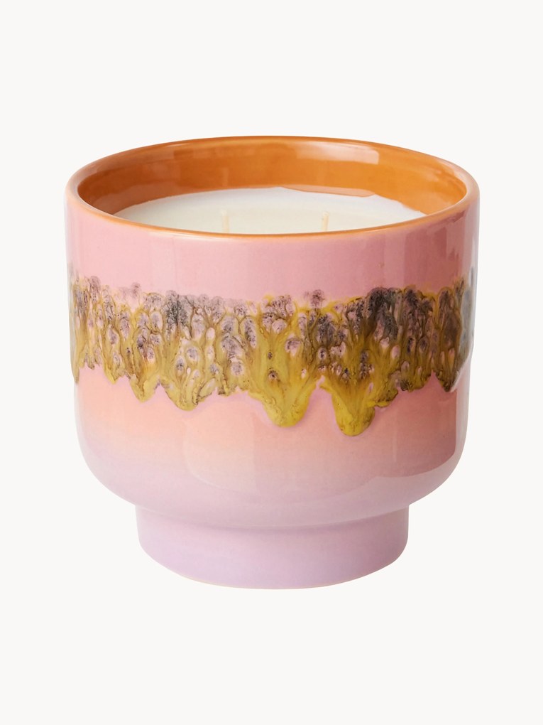 Ručne vyrobená vonná sviečka's dvoma knôtmi 70's (Rose & Vanilla)