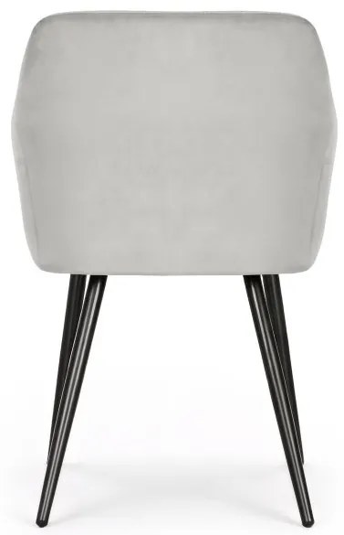 Sada dvoch jedálenských stoličiek ESTELLE zamatové, sivé / čierne nohy (2 ks)