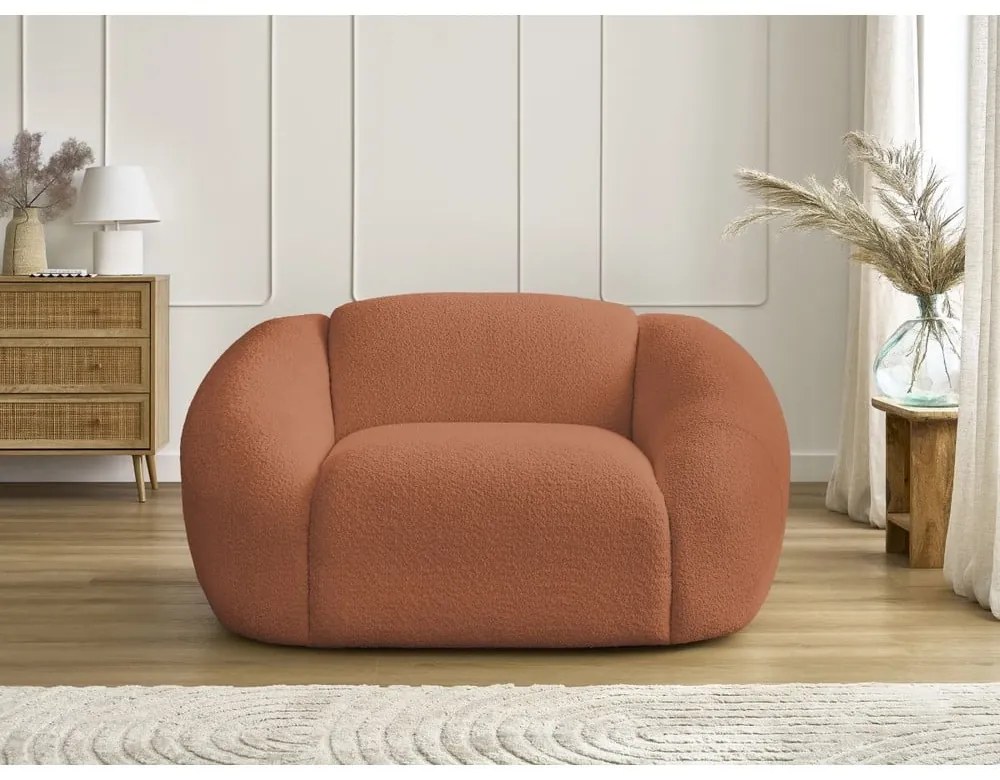 Oranžové kreslo z textílie bouclé Tina – Bobochic Paris