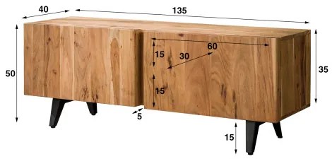 TV-skrinka 28-50 Block 135cm Drevo Acacia - Komfort-nábytok