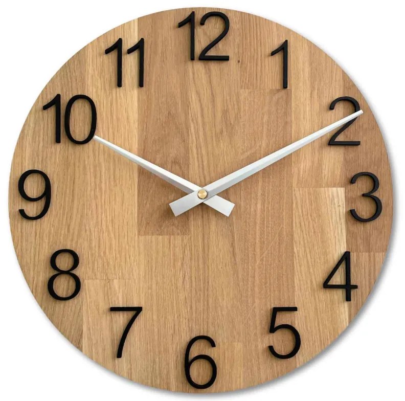 Elegantné nástenné hodiny z masívneho dubu I SENTOP MAS016-OSMO-3041-hands/silver