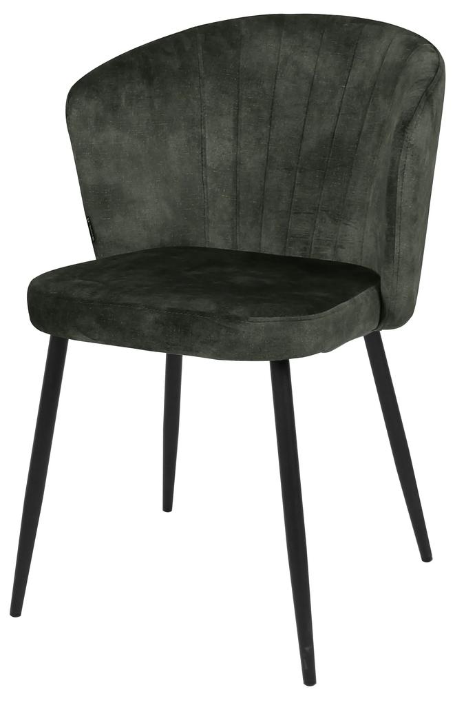 Jedálenská stolička Toulon Tmavo zelená s čiernou podnožou Mahom
