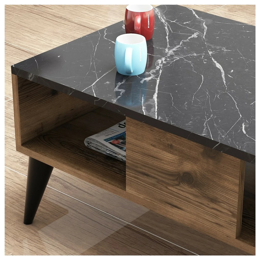 Fyrby prírodného drevy; mrymor Drevený konferenčný stolík Lidya 90 × 39,6 × 54 cm HANAH HOME